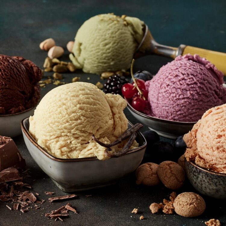 Homemade Sweet Ice Cream with Different Flavors 750x750
