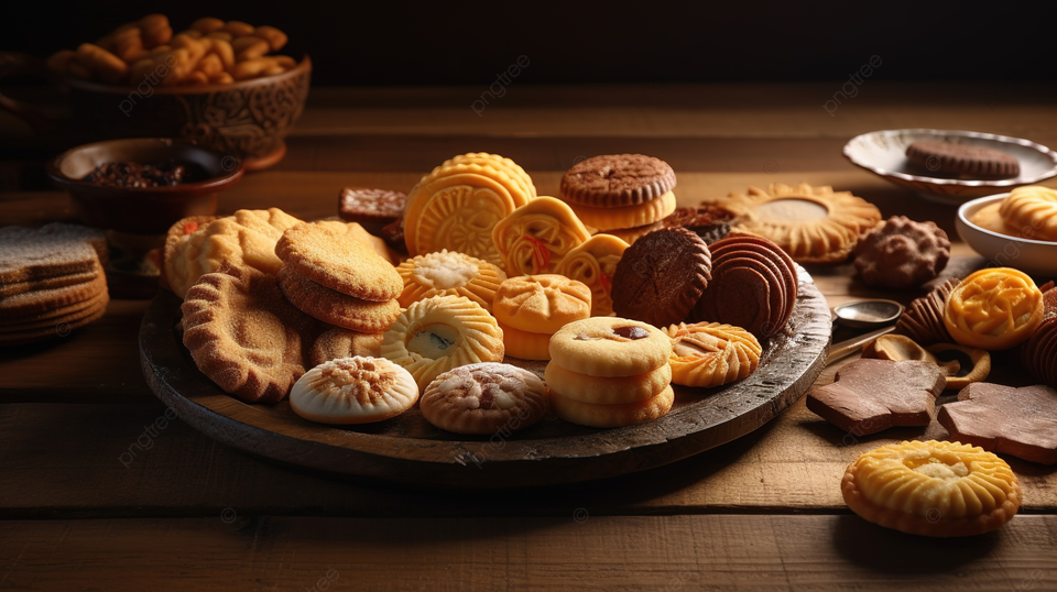 Pngtree traditional dessert with cookies on a wooden table with a wooden image 2546190
