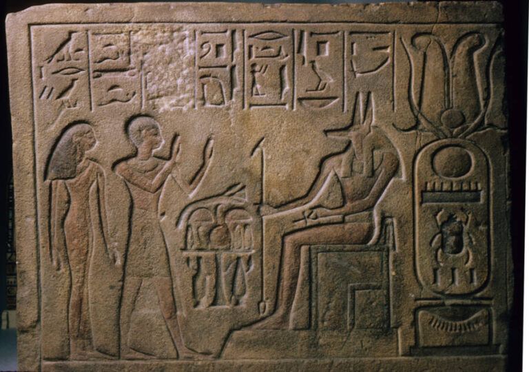 Tablet of people worshipping anubis 768x540