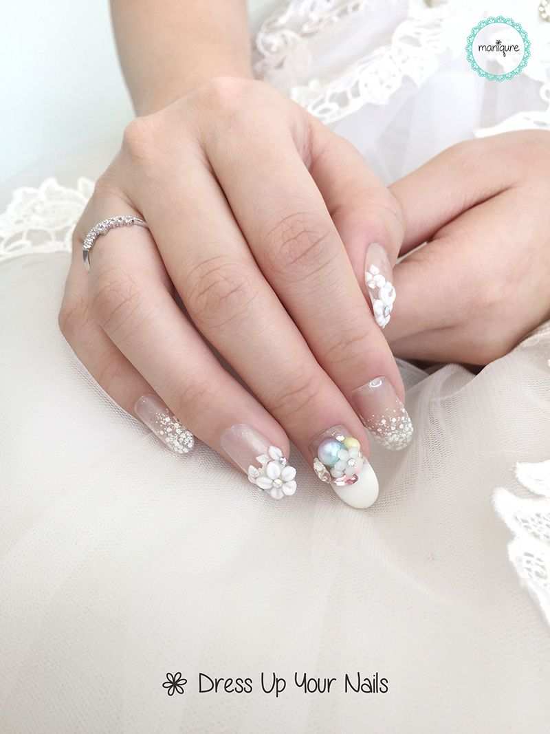 Wedding nails bride manicure nail art design 17