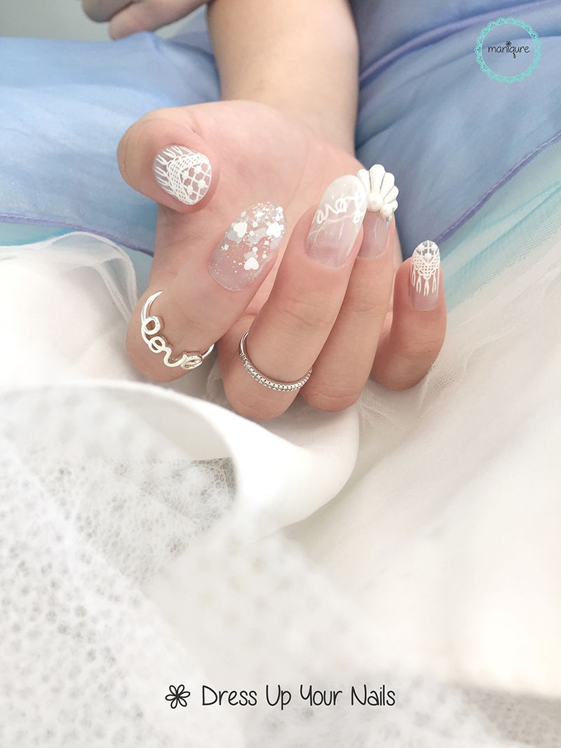 Wedding nails bride manicure nail art design 21