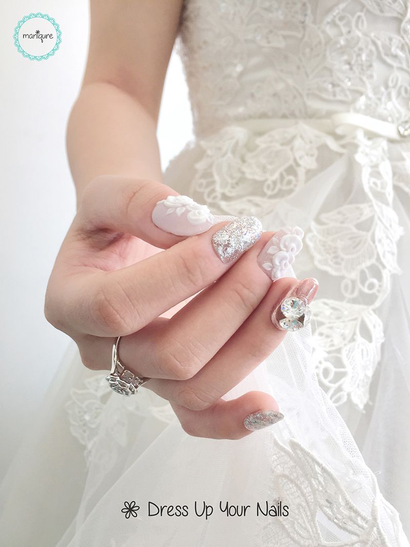Wedding nails bride manicure nail art design 7